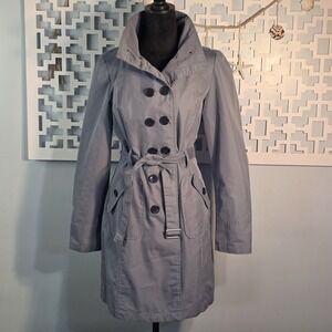 Merona Women's Gray Belted Trench Coat Size M Medium
